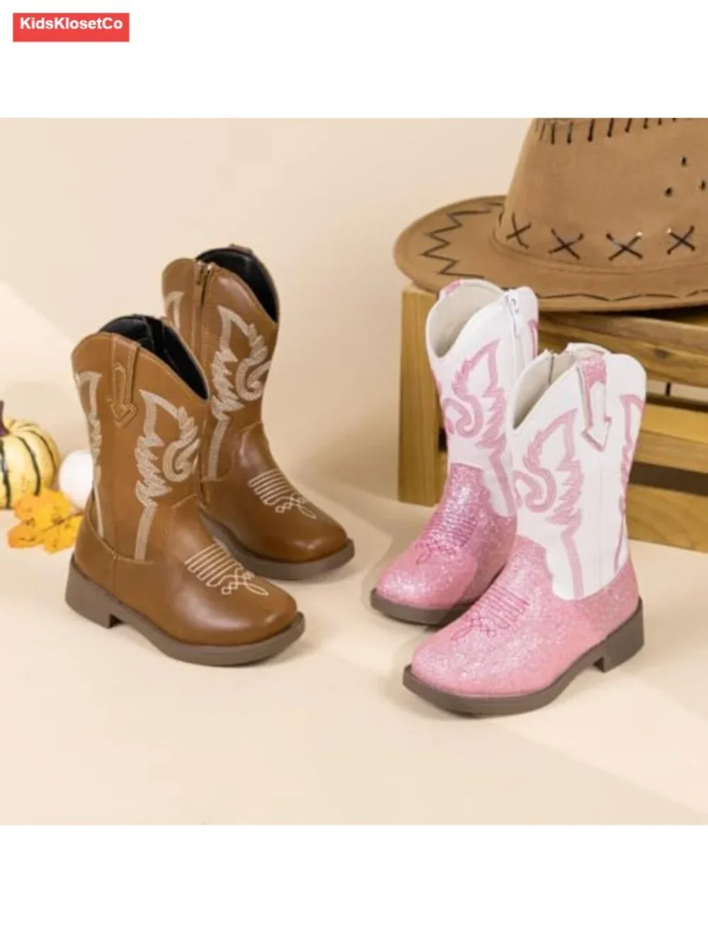 Toddler Cowboy Boots Mid Calf Sparkly Boots Classic Western Boots Kids Riding